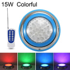 15W LED Stainless Steel Wall Mounted Pool Lighting Landscape Underwater Light (Colored Light + Remote Control)