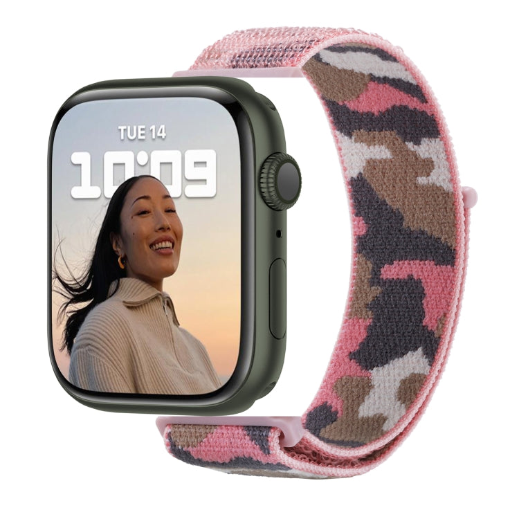 Frerndorf | Nylon Loop Watch Band for Apple Watch Ultra 49mm & Watch Ultra 2 49mm / Series 9 & 8 & 7 45mm / SE 3 & SE 2 & 6 & SE & 5 & 4 44mm / 3 & 2 & 1 42mm (Pink Camouflage)