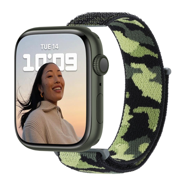 Frerndorf | Nylon Loop Watch Band for Apple Watch Ultra 49mm & Watch Ultra 2 49mm / Series 9 & 8 & 7 45mm / SE 3 & SE 2 & 6 & SE & 5 & 4 44mm / 3 & 2 & 1 42mm (Army Green Camouflage)