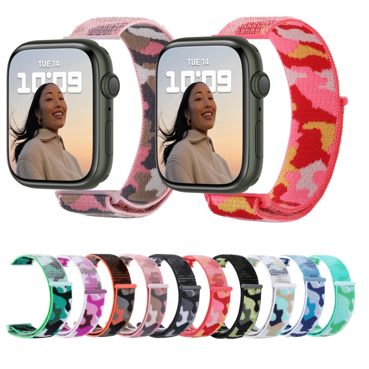 Frerndorf | Nylon Loop Watch Band for Apple Watch Ultra 49mm & Watch Ultra 2 49mm / Series 9 & 8 & 7 45mm / SE 3 & SE 2 & 6 & SE & 5 & 4 44mm / 3 & 2 & 1 42mm (Pink Camouflage)