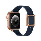 Frerndorf | Magnetic Rose Gold Square Buckle Watch Band for Apple Watch Series 9&8&7 41mm / SE 3&SE 2&6&SE&5&4 40mm / 3&2&1 38mm (Midnight Blue)