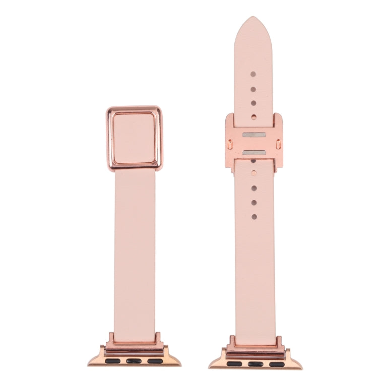 Frerndorf | Magnetic Rose Gold Square Buckle Watch Band for Apple Watch Series 9&8&7 41mm / SE 3&SE 2&6&SE&5&4 40mm / 3&2&1 38mm (Midnight Blue)