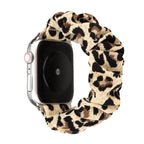 For Apple Watch Series 9&8&7 41mm / SE 3&SE 2&6&SE&5&4 40mm / 3&2&1 38mm Fabric + Stainless Steel Hair Ring Watch Band (Leopard Pattern)