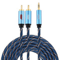 EMK 3.5mm male jack to 2 x RCA male gold-plated connector speaker audio cable, cable length: 5m (Dark Blue)