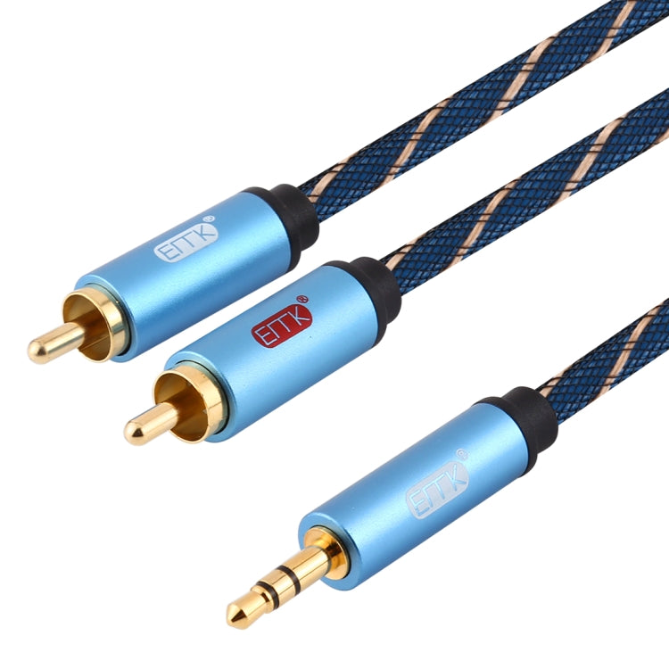 EMK 3.5mm male jack to 2 x RCA male gold-plated connector speaker audio cable, cable length: 5m (Dark Blue)