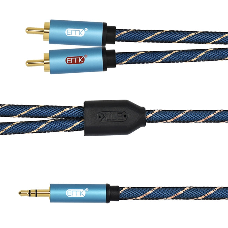 EMK 3.5mm male jack to 2 x RCA male gold-plated connector speaker audio cable, cable length: 5m (Dark Blue)