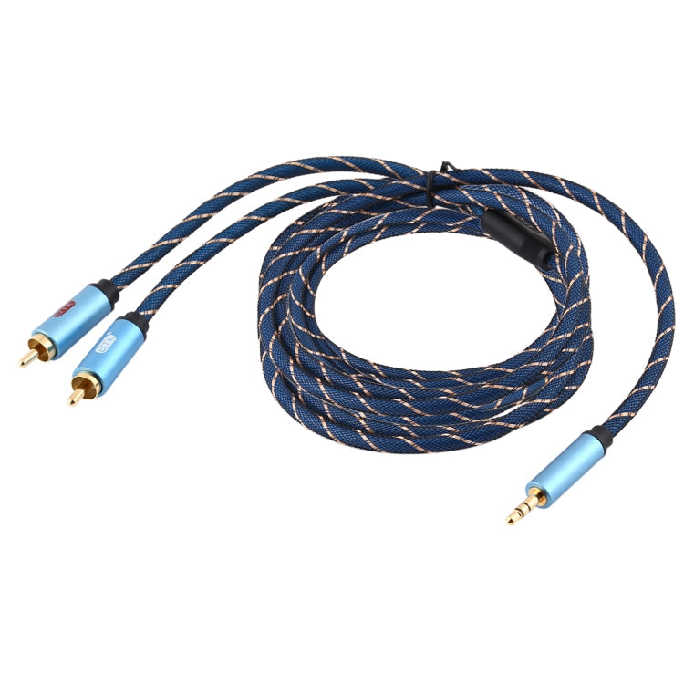EMK 3.5mm male jack to 2 x RCA male gold-plated connector speaker audio cable, cable length: 5m (Dark Blue)