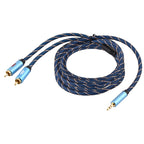 EMK 3.5mm male jack to 2 x RCA male gold-plated connector speaker audio cable, cable length: 5m (Dark Blue)