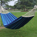 Outdoor Double Thick Canvas Hammock Indoor Swing with Removable Curved Bar, Size: 200x100cm (Dark Blue)