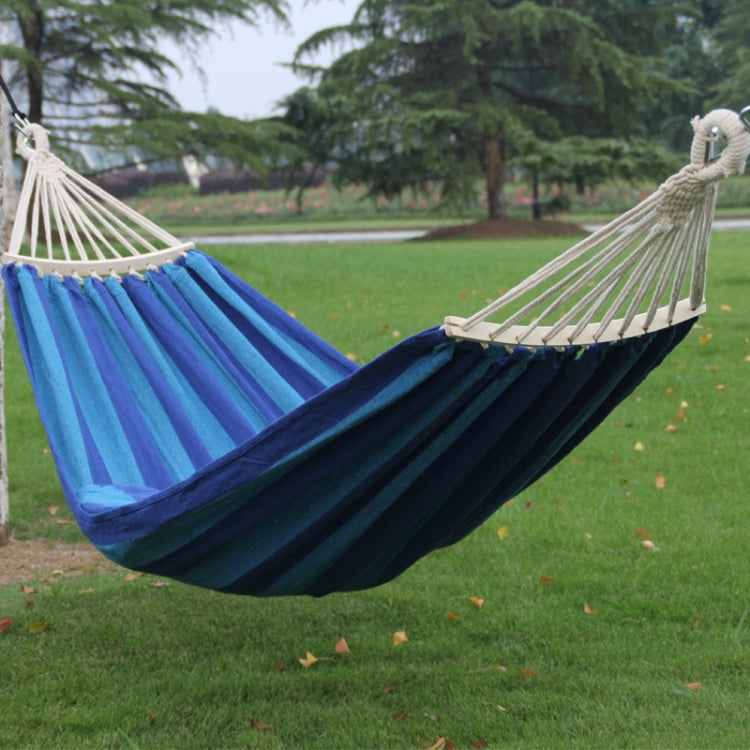Outdoor Double Thick Canvas Hammock Indoor Swing with Removable Curved Bar, Size: 200x100cm (Dark Blue)