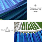 Outdoor Double Thick Canvas Hammock Indoor Swing with Removable Curved Bar, Size: 200x100cm (Red White Stripes)