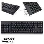 Wired USB Left-Handed Keyboard with Dual HUB Function (Black)
