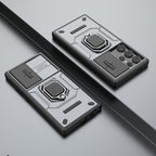 For Samsung Galaxy S24 Ultra 5G Sliding Camshield TPU + PC Shockproof Phone Case with Holder (Gray)