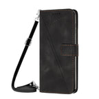 For iPhone 13 Pro Max Dream Triangle Leather Phone Case with Shoulder Strap (Black)