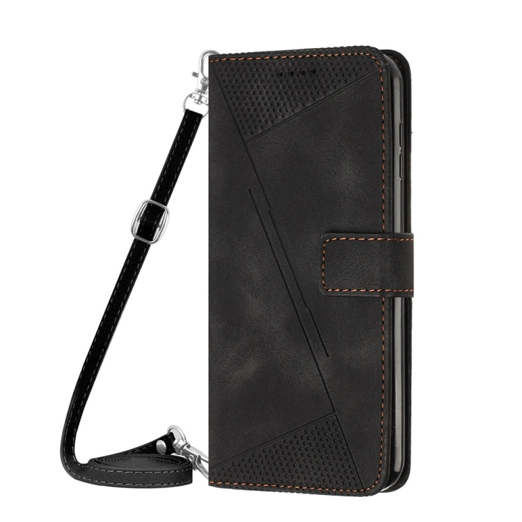 For iPhone 13 Pro Max Dream Triangle Leather Phone Case with Shoulder Strap (Black)