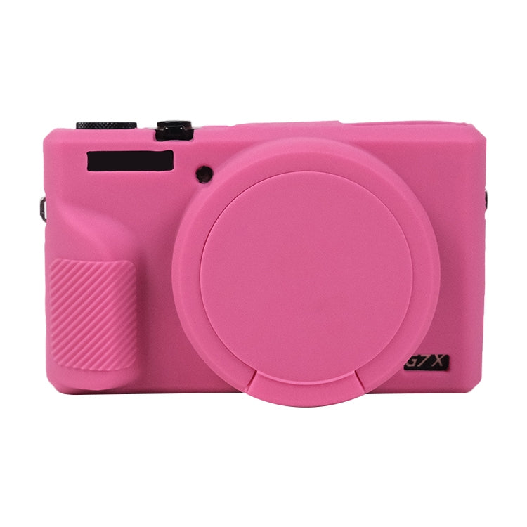 For Canon PowerShot G7 X Mark III / G7X3 Soft Silicone Protective Case with Lens Cap (Rose Red)