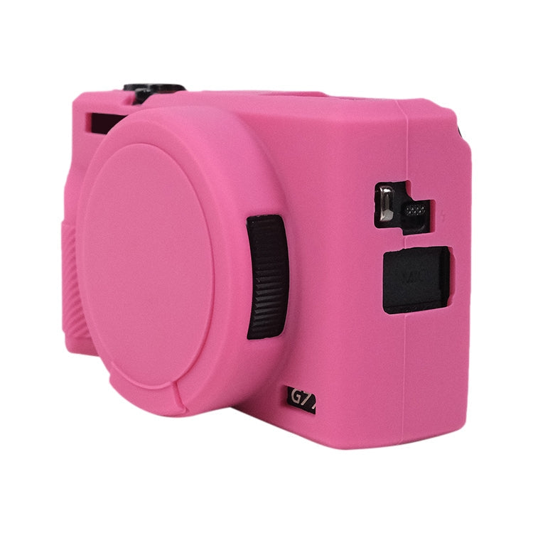 For Canon PowerShot G7 X Mark III / G7X3 Soft Silicone Protective Case with Lens Cap (Rose Red)