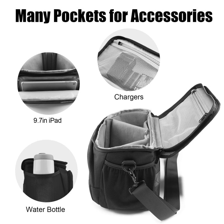 Cwatcun D67 Crossbody Camera Bag Photography Lens Shoulder Bag, Size: 22 x 15 x 15cm S(Black)