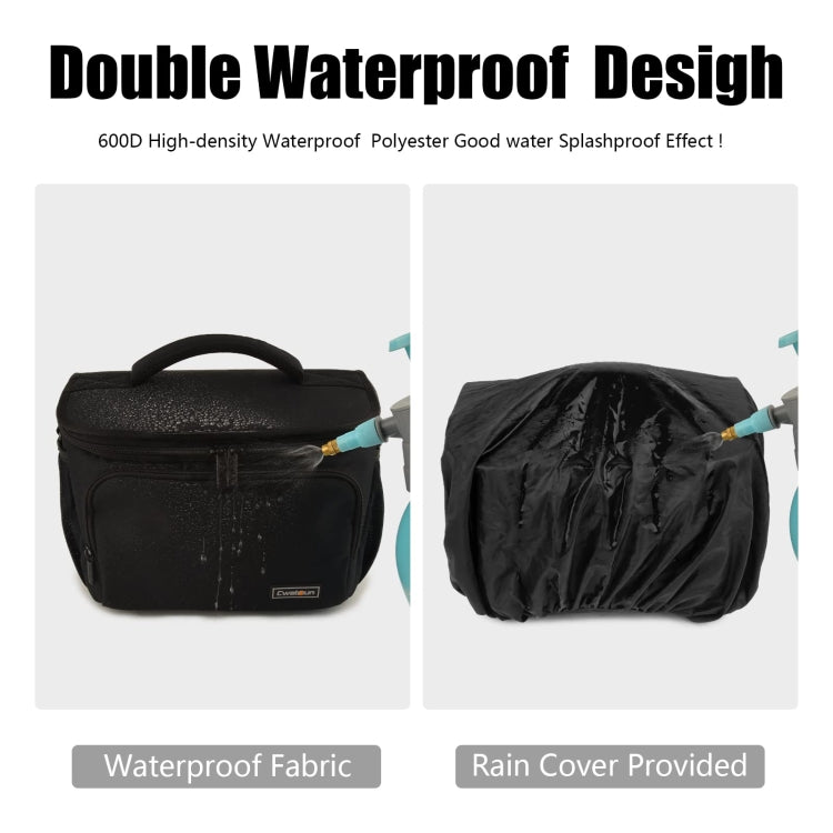 Cwatcun D67 Crossbody Camera Bag Photography Lens Shoulder Bag, Size: 22 x 15 x 15cm S(Black)