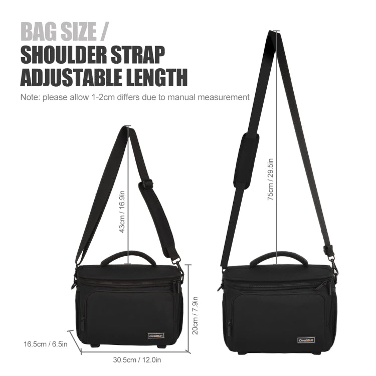Cwatcun D67 Crossbody Camera Bag Photography Lens Shoulder Bag, Size: 22 x 15 x 15cm S(Black)