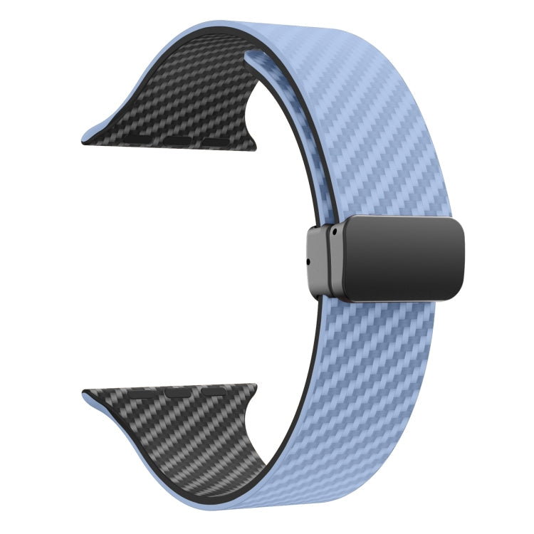 For Apple Watch Ultra 2 49mm Carbon Fiber Magnetic Black Buckle Bracelet (Light Blue Black)