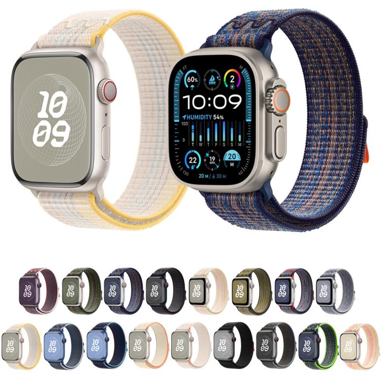 For Apple Watch Series 5 40mm Loop Nylon Watch Strap (Starlight Yellow Pink)
