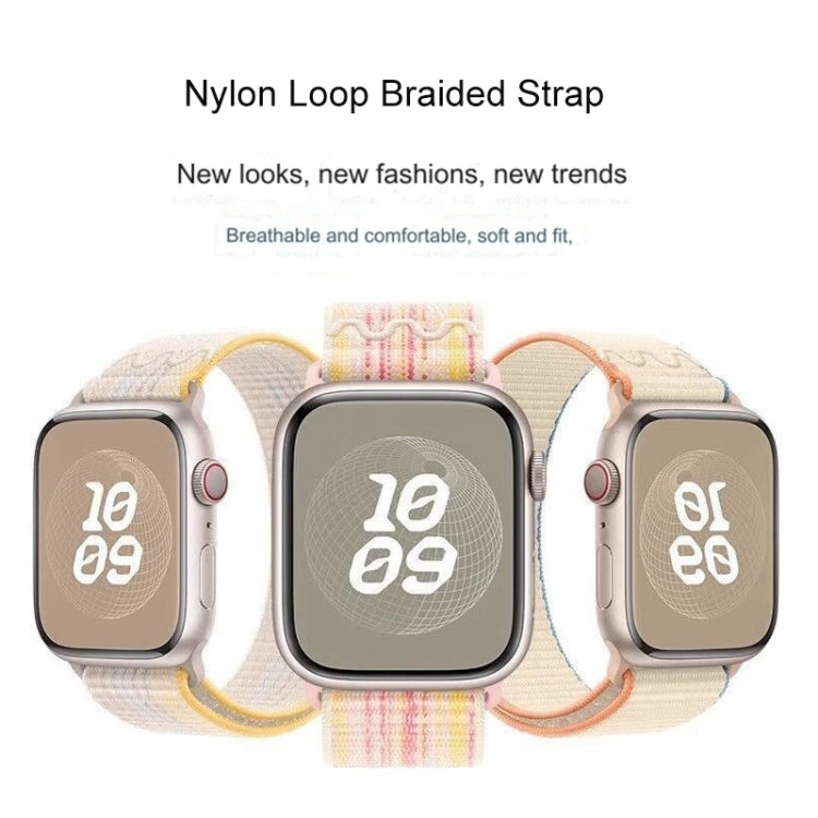 For Apple Watch Series 5 40mm Loop Nylon Watch Strap (Starlight Yellow Pink)