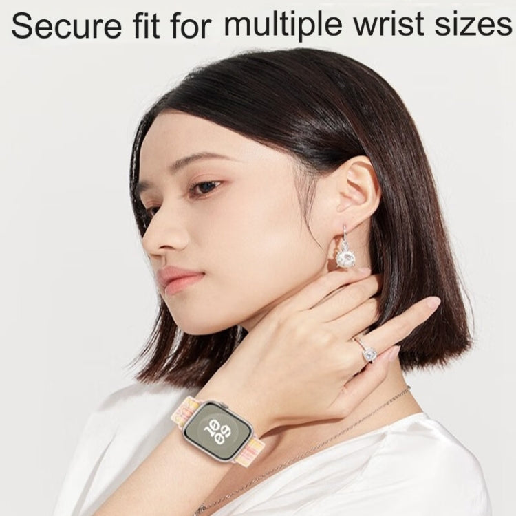For Apple Watch Series 5 40mm Loop Nylon Watch Strap (Starlight Yellow Pink)
