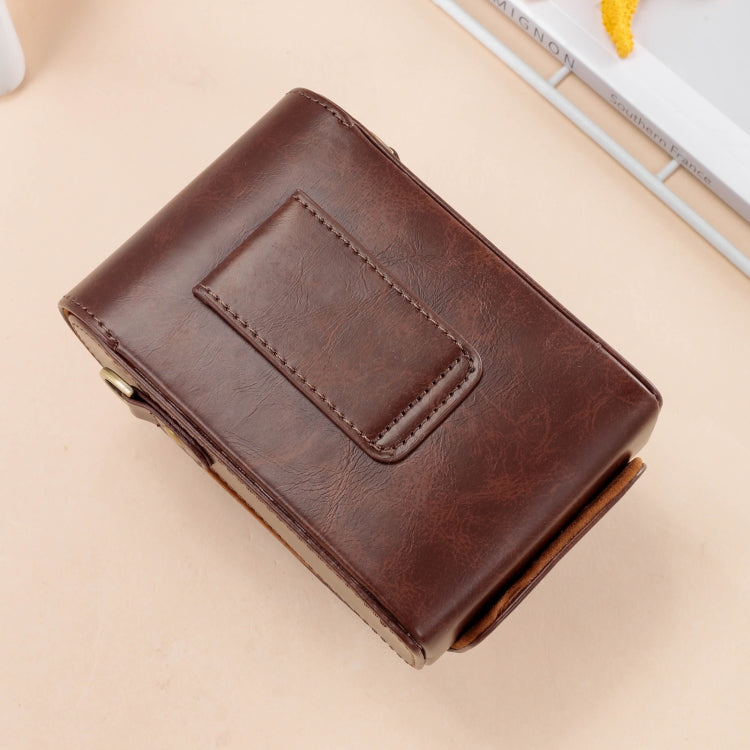 For FUJIFILM X100VI Full Body Leather Camera Case Bag with Strap (Coffee)