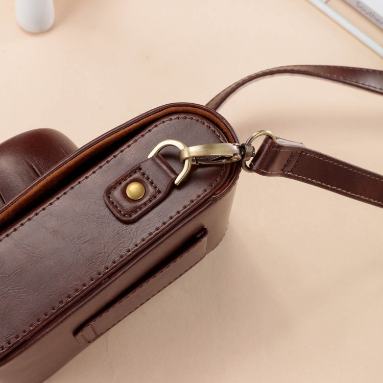 For FUJIFILM X100VI Full Body Leather Camera Case Bag with Strap (Coffee)