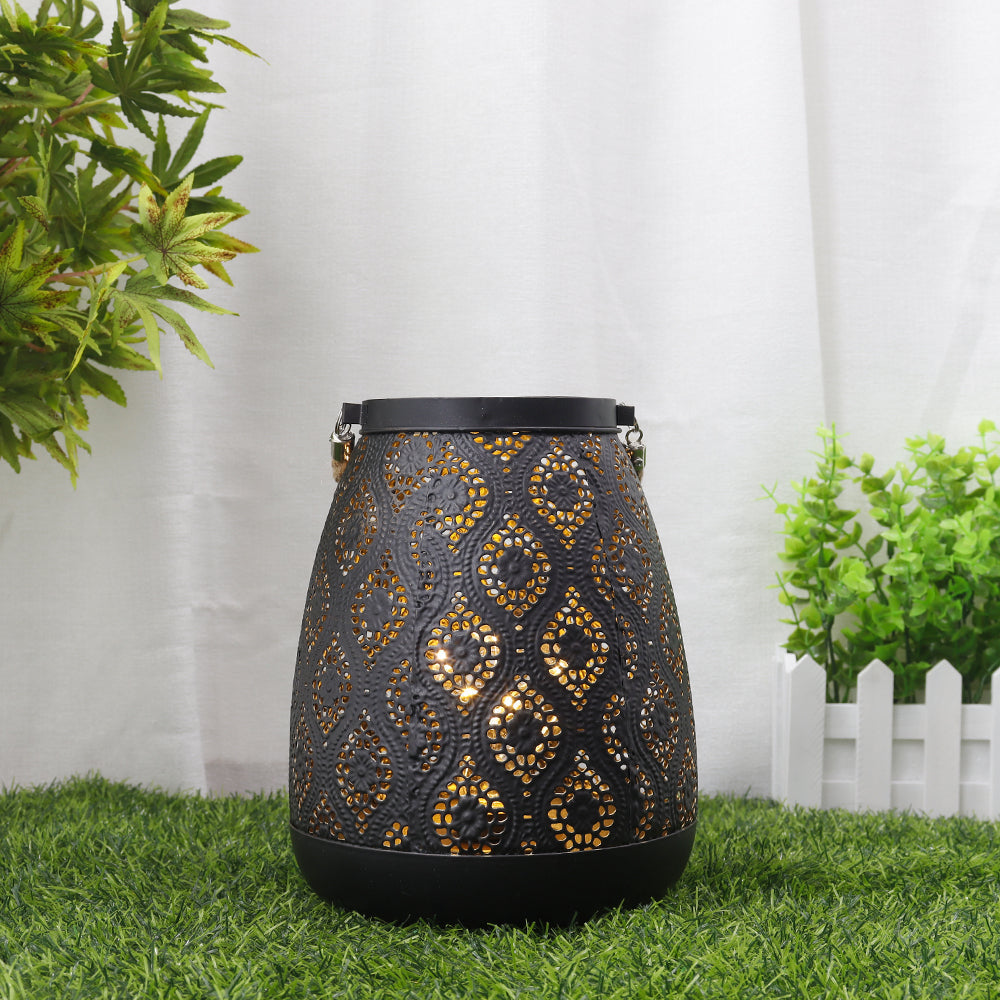 Moroccan Style Black Metal Battery Operated Table Lamp - Cordless Lamp