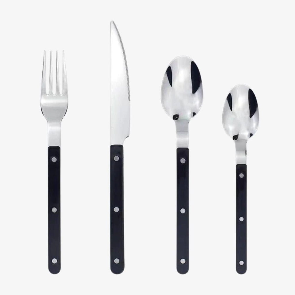 4-Piece Stainless Steel Flatware Set with Engraved Design