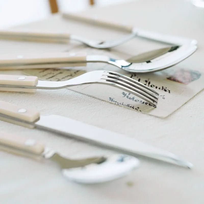 4-Piece Stainless Steel Flatware Set with Engraved Design