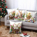 Easter Floral Bunnies Cushion Cover | 4pcs Set