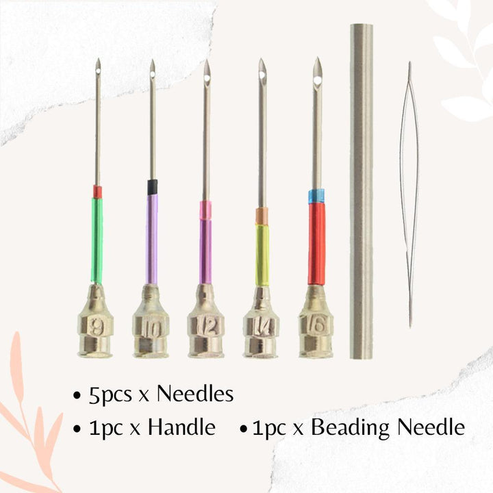 Embroidery Needle Set with 10 Needles and Easy Threading Mechanism