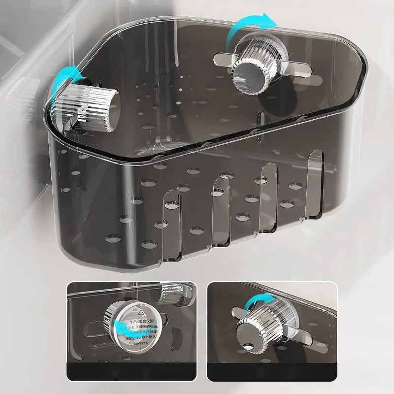 Corner shelf with suction cup – Drill-free & space-saving