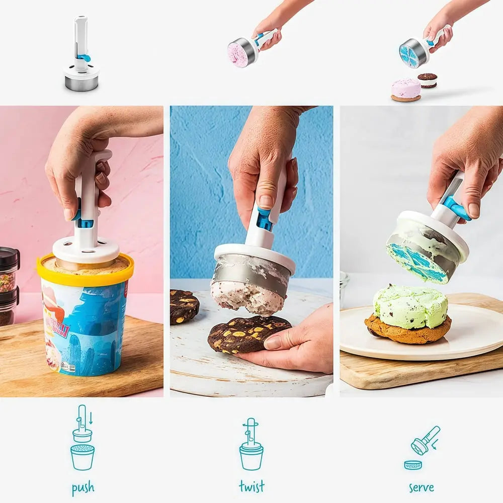 Stainless Steel Ice Cream Scoop – With One-Hand Release & Ergonomic Handle
