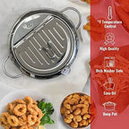 Stainless Steel Frying Pan with Thermometer & Draining Rack