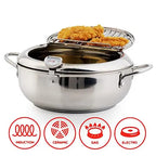 Stainless Steel Frying Pan with Thermometer & Draining Rack