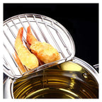 Stainless Steel Frying Pan with Thermometer & Draining Rack