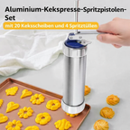 Stainless Steel Cookie Press 20 Shapes and 4 Nozzles for Perfect Even Cookies