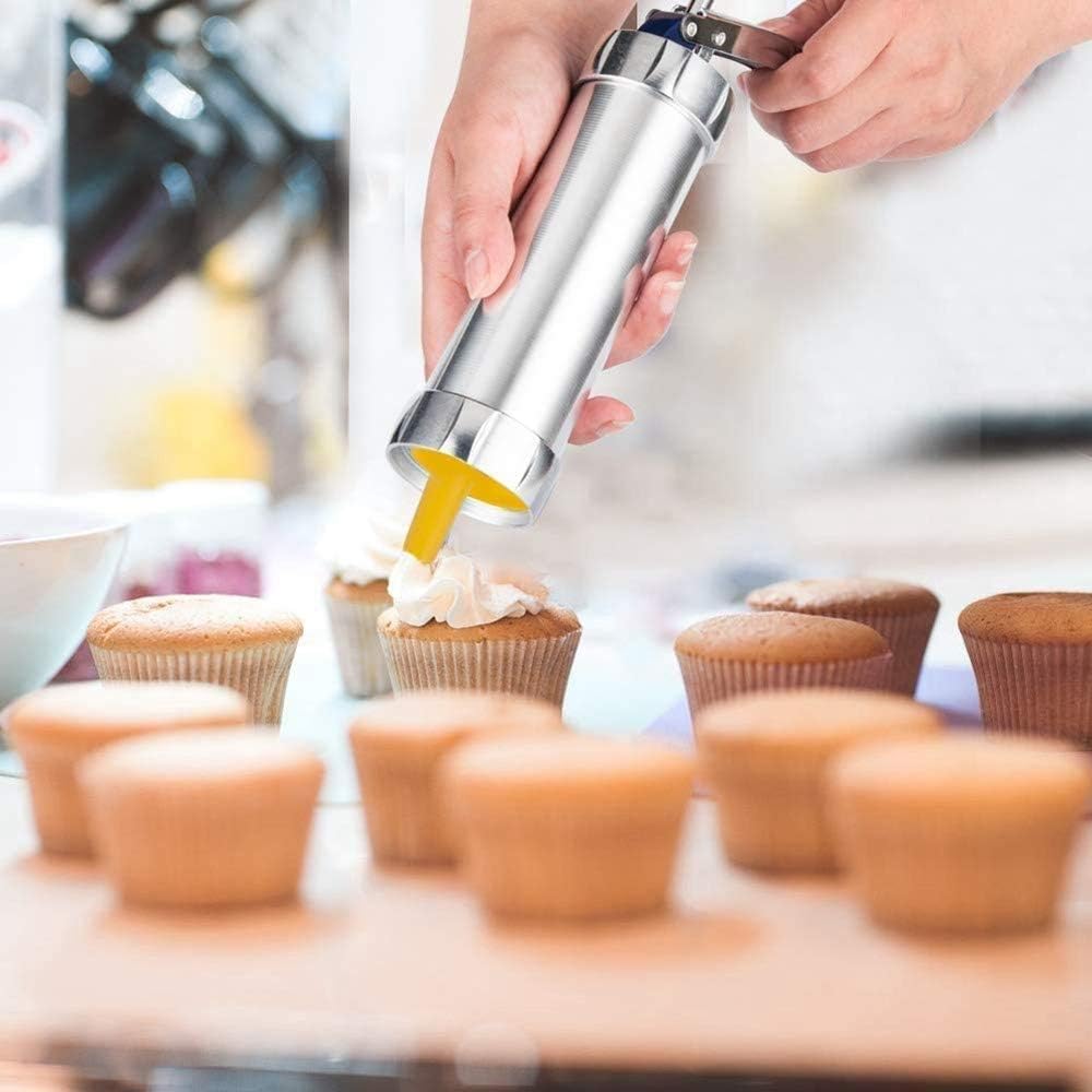 Stainless Steel Cookie Press 20 Shapes and 4 Nozzles for Perfect Even Cookies