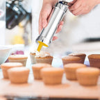 Stainless Steel Cookie Press 20 Shapes and 4 Nozzles for Perfect Even Cookies