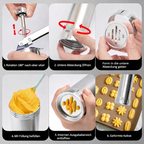 Stainless Steel Cookie Press 20 Shapes and 4 Nozzles for Perfect Even Cookies
