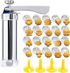 Stainless Steel Cookie Press 20 Shapes and 4 Nozzles for Perfect Even Cookies