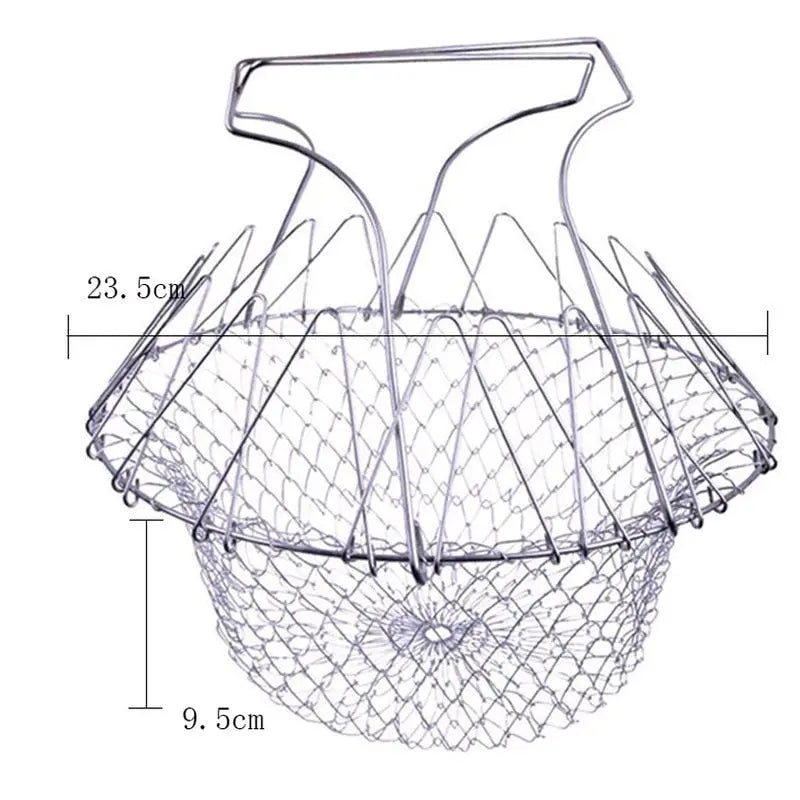 Stainless Steel Cooking Basket with Handles – Easy Draining & Serving