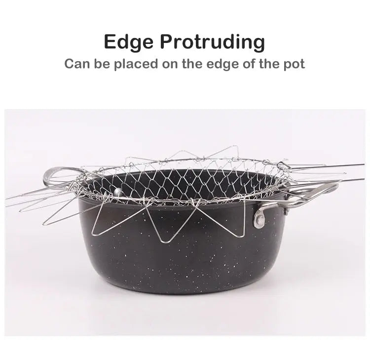 Stainless Steel Cooking Basket with Handles – Easy Draining & Serving