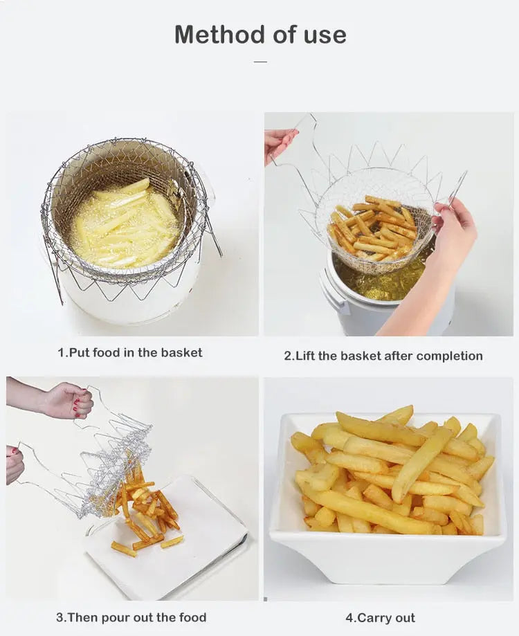 Stainless Steel Cooking Basket with Handles – Easy Draining & Serving