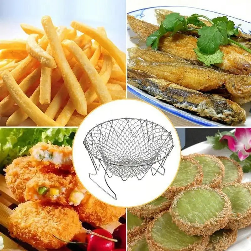 Stainless Steel Cooking Basket with Handles – Easy Draining & Serving