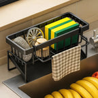Stainless Steel Sink Organizer – With Towel Holder & Drain for Clean Order